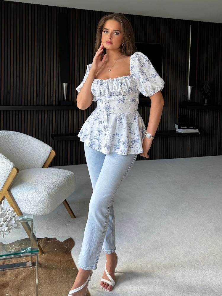 Girl In Mind White White Jemima Square Neck Top - Image 1 of 4