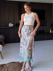 Girl In Mind Red Azalea Midi Skirt - Image 1 of 4