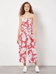 Apricot Pink Floral Silhouette Wide-Leg Jumpsuit - Image 1 of 3