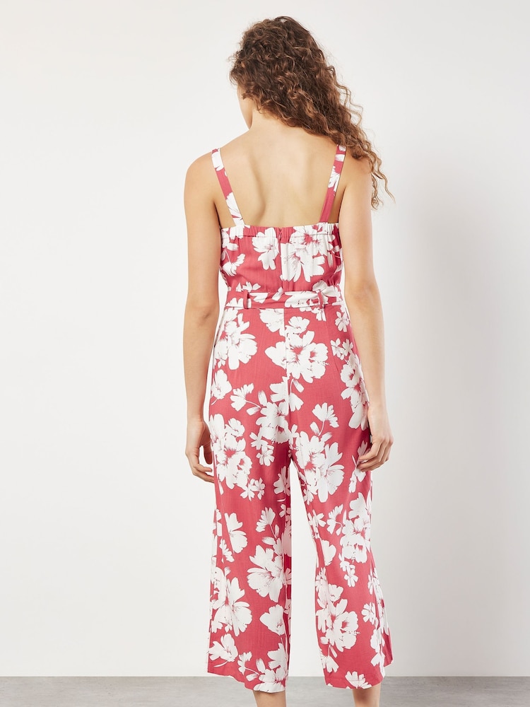Apricot Pink Floral Silhouette Wide-Leg Jumpsuit - Image 2 of 3