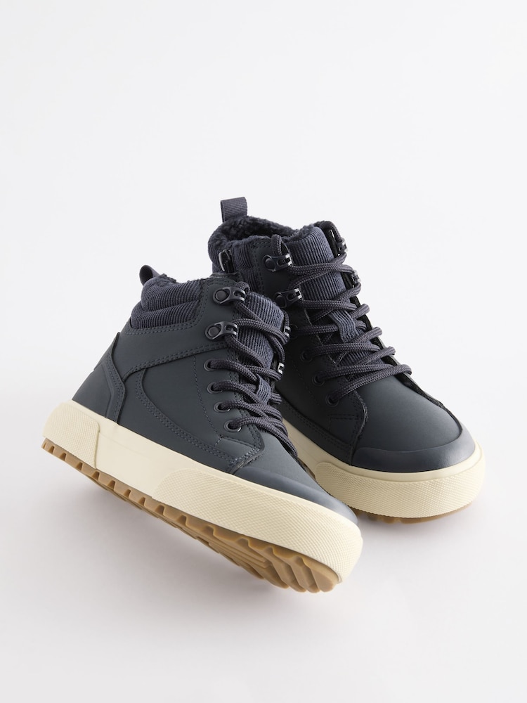 Navy Wide Fit (G) Warm Lined High Top Boots - Image 1 of 5