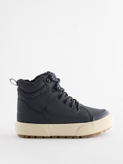 Navy Wide Fit (G) Warm Lined High Top Boots - Image 2 of 5