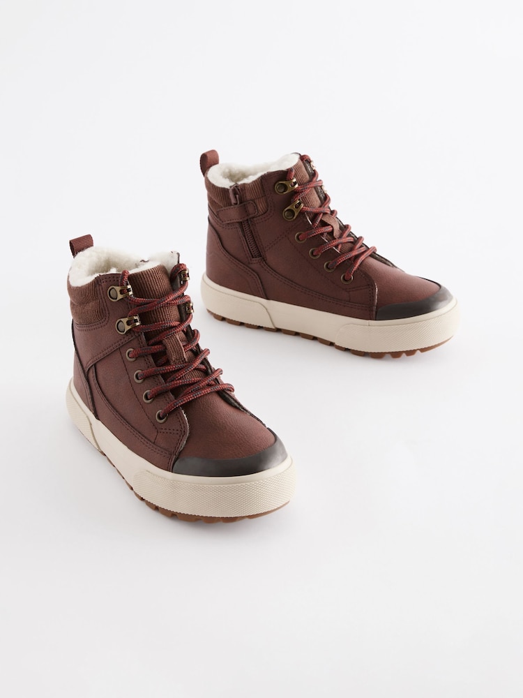 Tan Brown Wide Fit (G) Warm Lined High Top Boots - Image 1 of 6