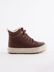 Tan Brown Wide Fit (G) Warm Lined High Top Boots - Image 2 of 6