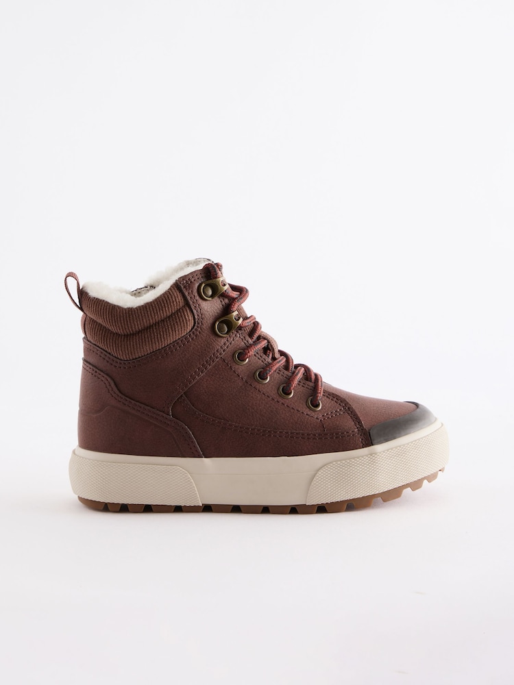 Tan Brown Wide Fit (G) Warm Lined High Top Boots - Image 2 of 6