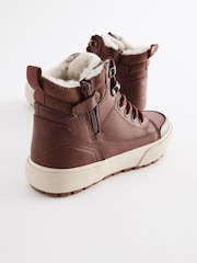 Tan Brown Wide Fit (G) Warm Lined High Top Boots - Image 4 of 6