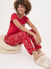 FatFace Christmas Eva Red Food Pyjama Bottoms - Image 3 of 7