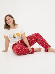 FatFace Christmas Eva Red Food Pyjama Bottoms - Image 6 of 7