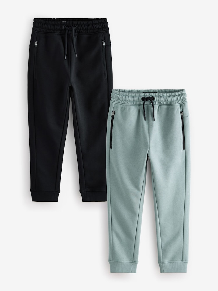 Black/Grey Slim Fit Zip Pocket Slim Joggers (3-16yrs) - Image 1 of 6