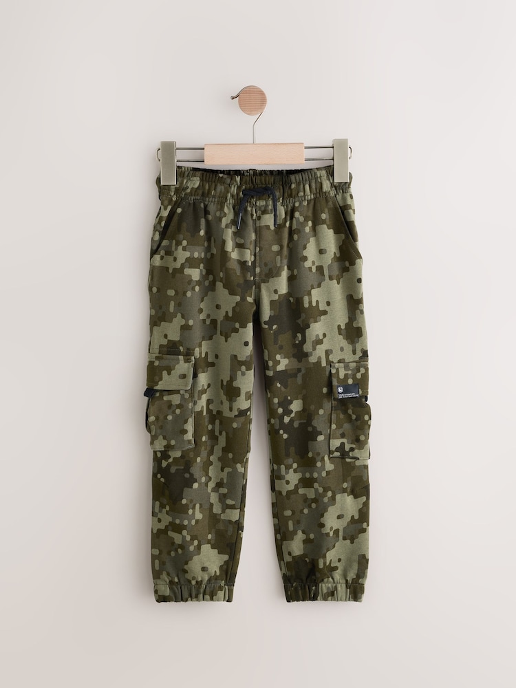 Green Camouflage Regular Fit Cargo Cotton-Rich Joggers (3-16yrs) - Image 1 of 4