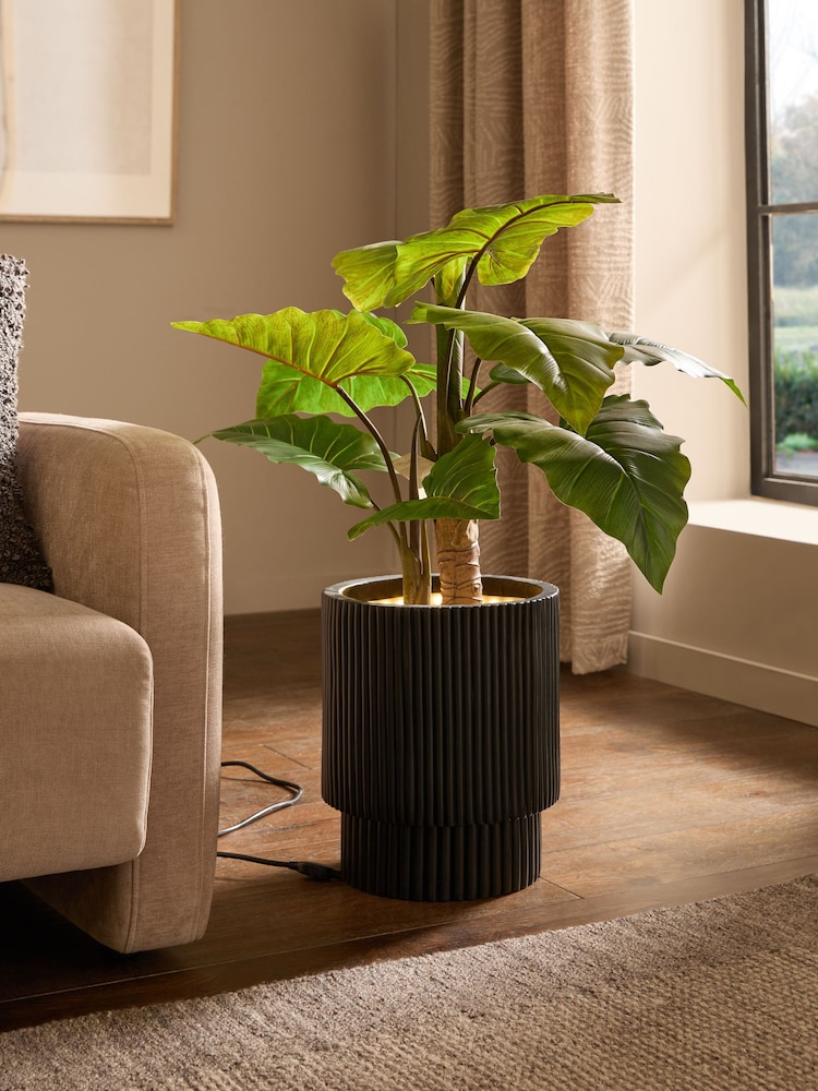 Green Large Artificial Light Up Alocasia Plant - Image 1 of 5