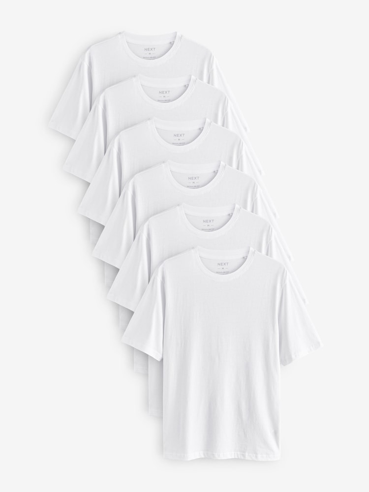 Vit - Vanlig passform - Essential T-shirt i bomull 6 förpackning - Bild 1 av 8