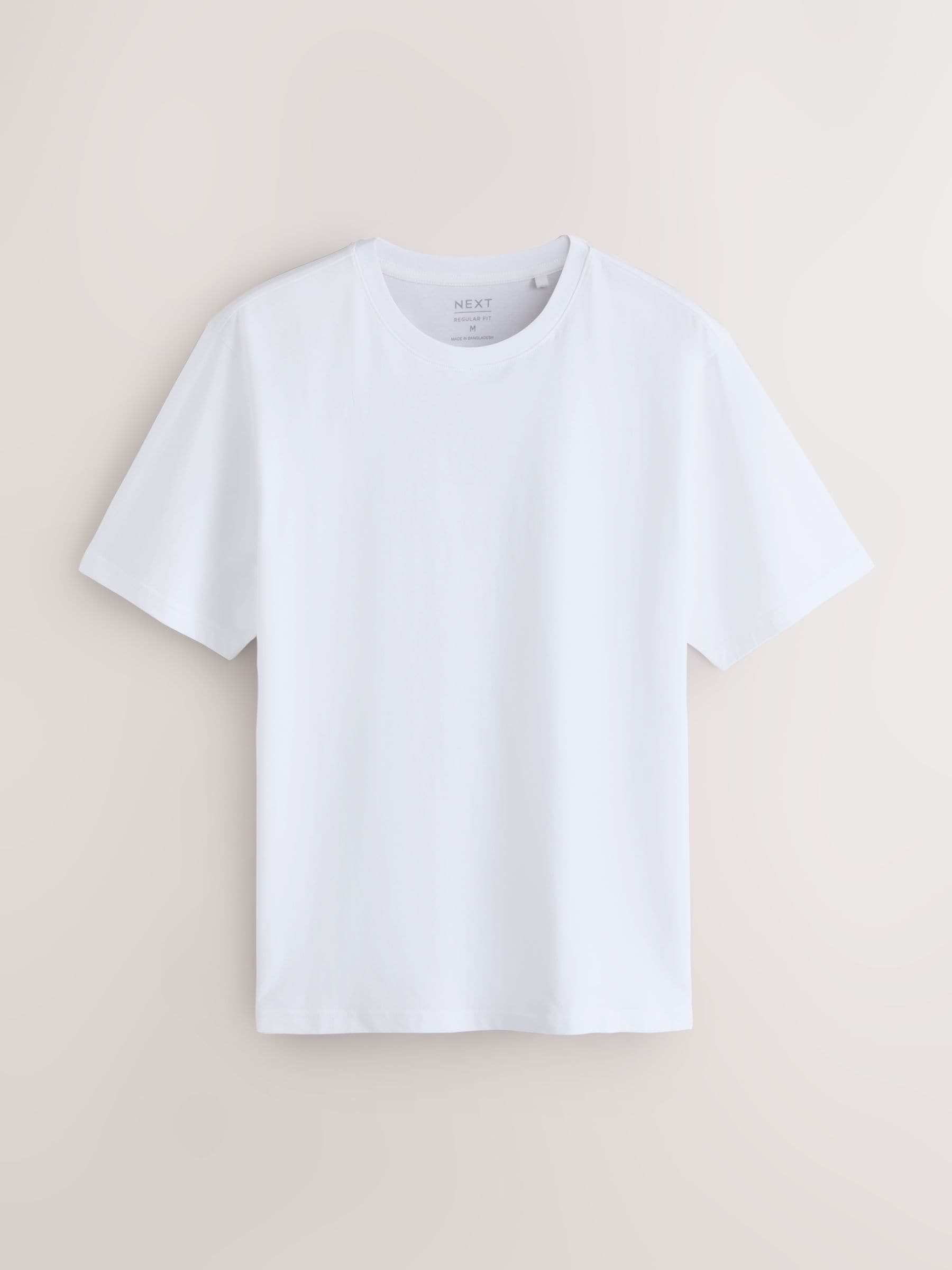 Buy White Regular Fit Essential Cotton T-Shirts 6 Pack from Next USA