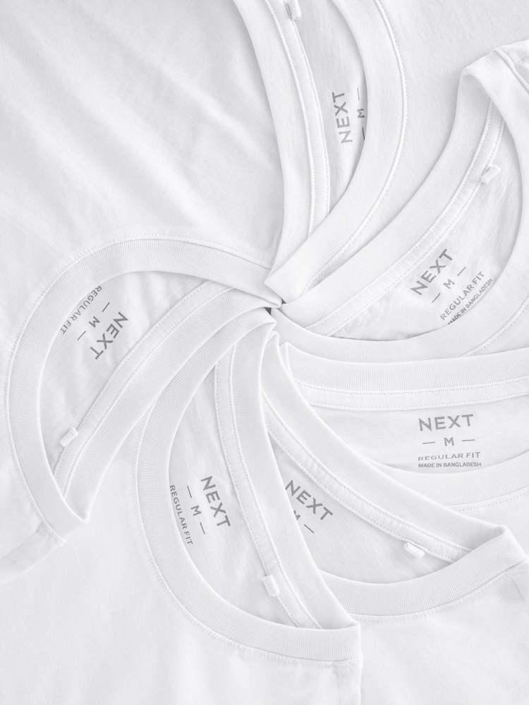 Blanc - Ajustement régulier - Lot de t-shirts Essential 6 coton - Image 7 of 8