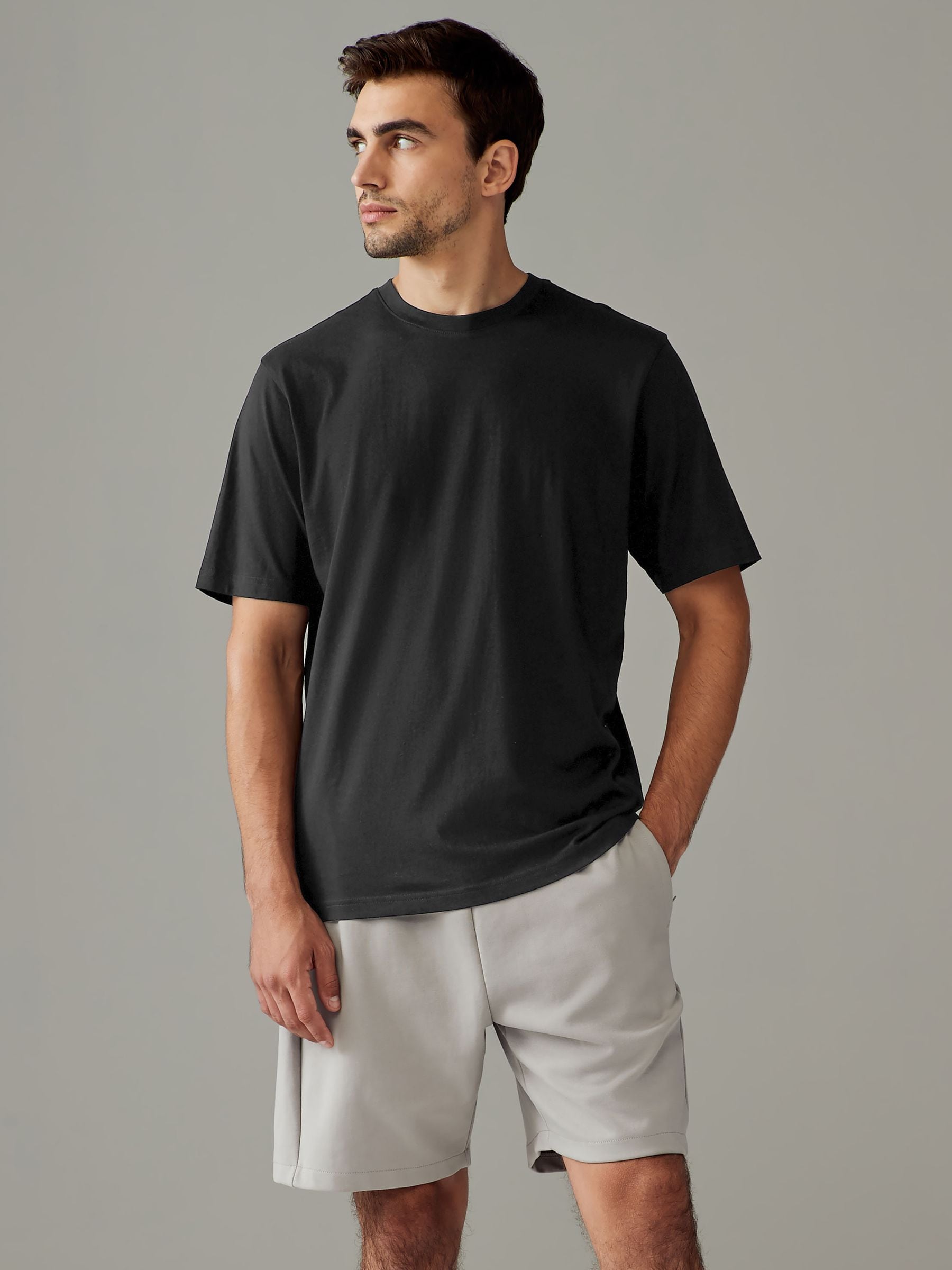 Buy Black Regular Fit Essential Cotton T-Shirts 6 Pack from