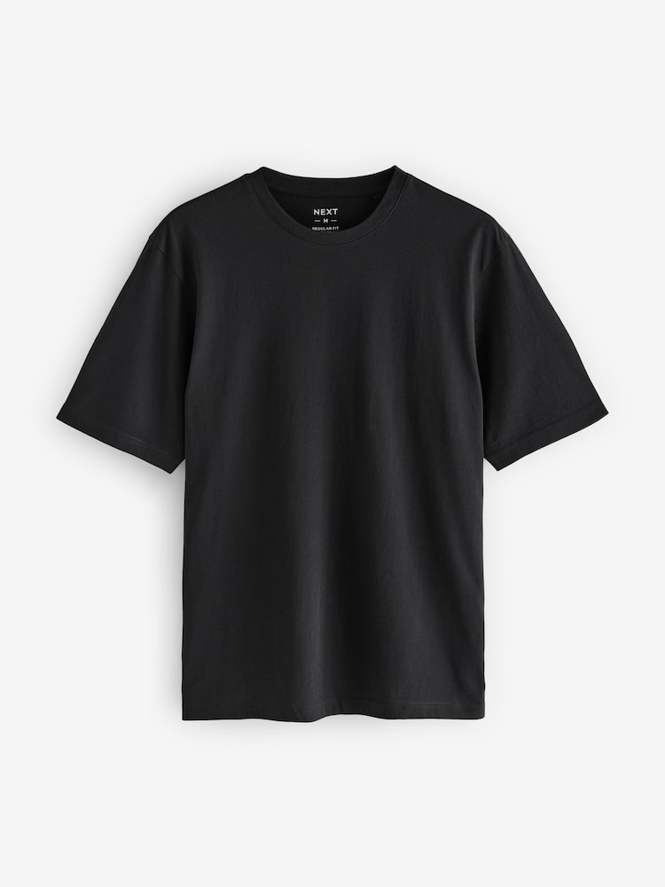 Black Regular Fit Essential Cotton T-Shirts 6 Pack - Image 6 of 8