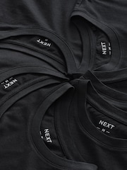 Black Regular Fit Essential Cotton T-Shirts 6 Pack - Image 7 of 8
