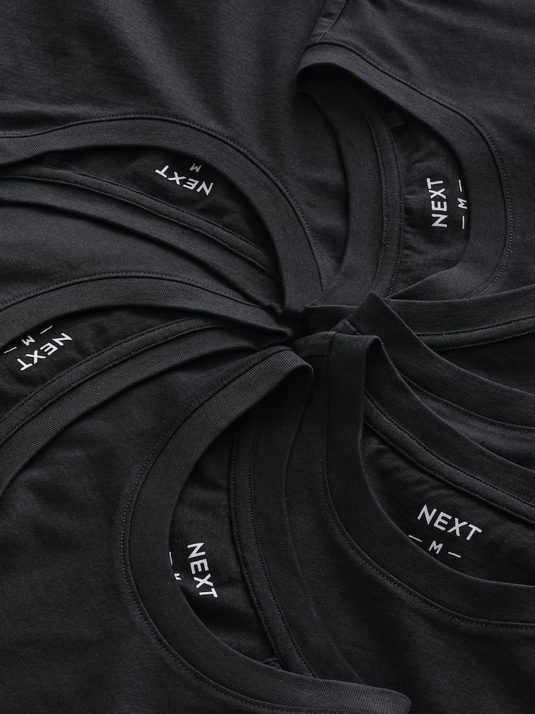Black Regular Fit Essential Cotton T-Shirts 6 Pack - Image 7 of 8