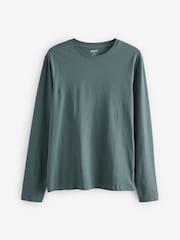 Black/Green/Navy/Brown/Grey Slim Fit Slim Fit Long Sleeve 100% Cotton T-Shirts 5 Pack - Image 10 of 14