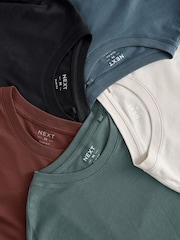 Black/Green/Navy/Brown/Grey Slim Fit Slim Fit Long Sleeve 100% Cotton T-Shirts 5 Pack - Image 13 of 14