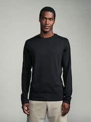 Black/Green/Navy/Brown/Grey Slim Fit Slim Fit Long Sleeve 100% Cotton T-Shirts 5 Pack - Image 2 of 14