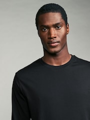 Black/Green/Navy/Brown/Grey Slim Fit Slim Fit Long Sleeve 100% Cotton T-Shirts 5 Pack - Image 7 of 14