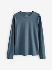 Black/Green/Navy/Brown/Grey Slim Fit Slim Fit Long Sleeve 100% Cotton T-Shirts 5 Pack - Image 8 of 14