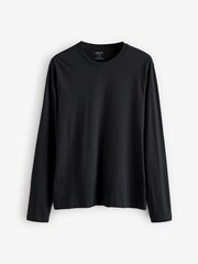 Black/Green/Navy/Brown/Grey Slim Fit Slim Fit Long Sleeve 100% Cotton T-Shirts 5 Pack - Image 9 of 14
