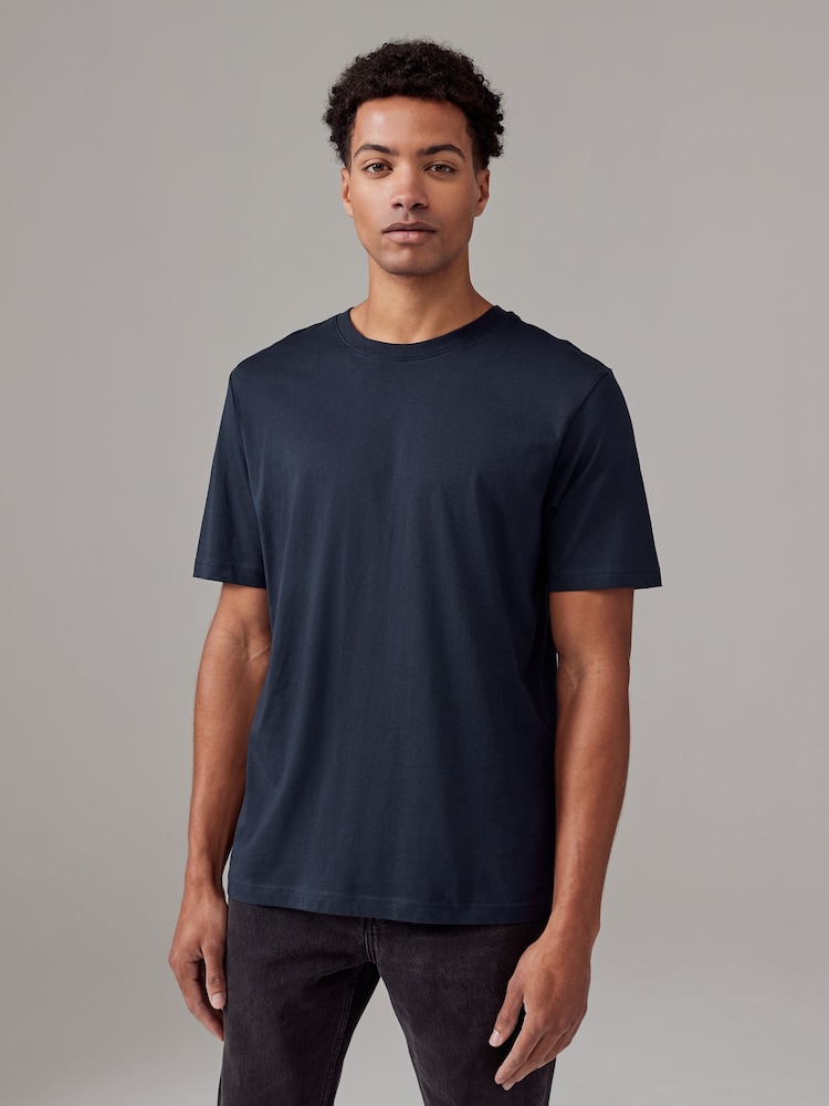 White/Black/Navy Regular Fit Essential Cotton T-Shirts 6 Pack - Image 3 of 10