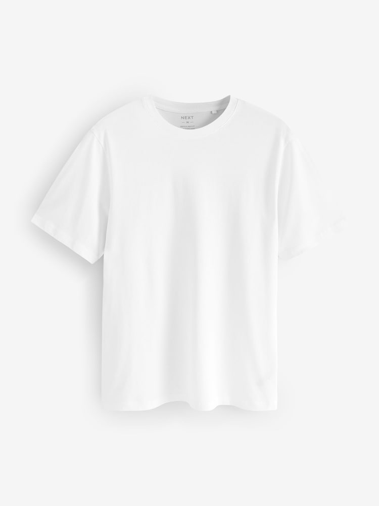 White/Black/Navy Regular Fit Essential Cotton T-Shirts 6 Pack - Image 8 of 10