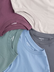 Blue/Green/Purple/Pink/Neutral Relaxed Fit Regular Fit Long Sleeve 100% Cotton T-Shirts 5 Pack - Image 16 of 16
