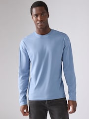 Blue/Green/Purple/Pink/Neutral Relaxed Fit Regular Fit Long Sleeve 100% Cotton T-Shirts 5 Pack - Image 4 of 16
