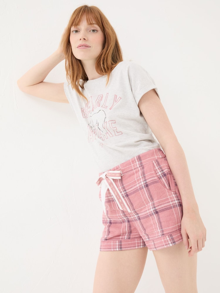 FatFace Pink Check 100% Cotton Pyjama Shorts - Image 2 of 8 FatFace Pink Check 100% Cotton Pyjama Shorts - Image 2 of 8