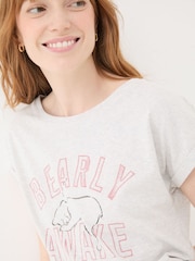 FatFace Bearly Awake Grey 100% Cotton Pyjama Top - Image 5 of 8