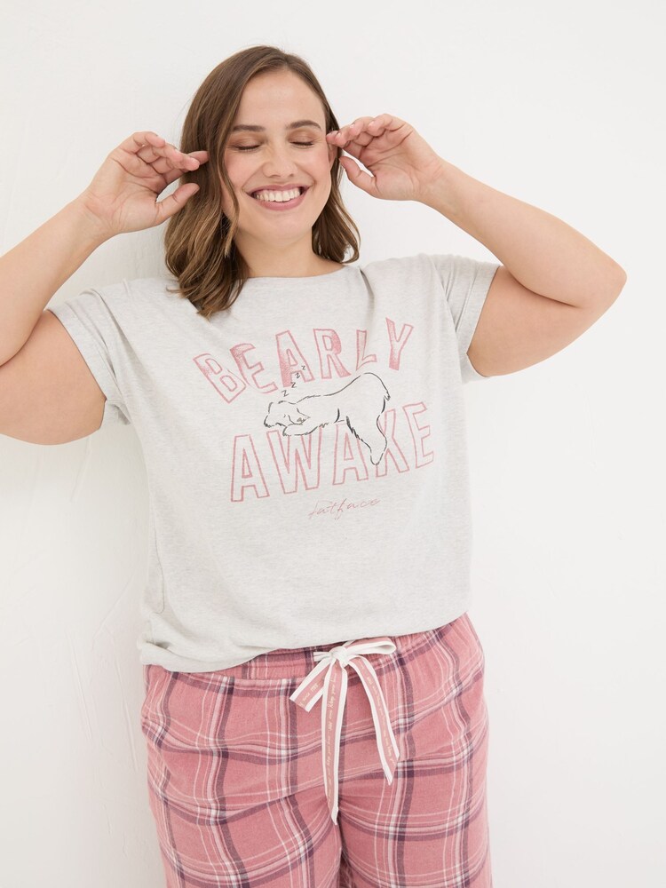 Buy FatFace Bearly Awake Grey 100% Cotton Pyjama Top from the Next