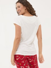 FatFace Cheese Boarders Ivory Graphic Pyjama Top - Image 2 of 7