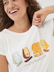 FatFace Cheese Boarders Ivory Graphic Pyjama Top - Image 5 of 7
