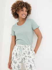 FatFace Felicity Green Haze Felicity Pyjama Top - Image 1 of 5