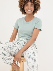 FatFace Felicity Green Haze Felicity Pyjama Top - Image 3 of 5