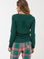 FatFace Lila Dark Teal Henley Pyjama Top - Image 2 of 5