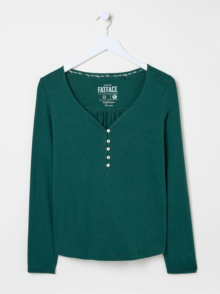FatFace Lila Dark Teal Henley Pyjama Top - Image 5 of 5 FatFace Lila Dark Teal Henley Pyjama Top - Image 5 of 5
