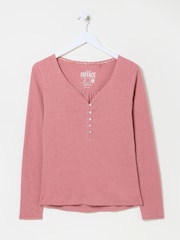 FatFace Lila Mid Pink Henley Pyjama Top - Image 5 of 5