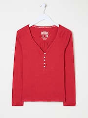 FatFace Lila Red Henley Pyjama Top - Image 8 of 8