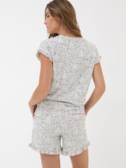 FatFace Grey Pyjama Shorts Set Grey Rabbit - Image 2 of 7