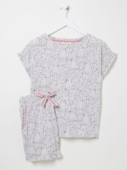 FatFace Grey Pyjama Shorts Set Grey Rabbit - Image 5 of 7