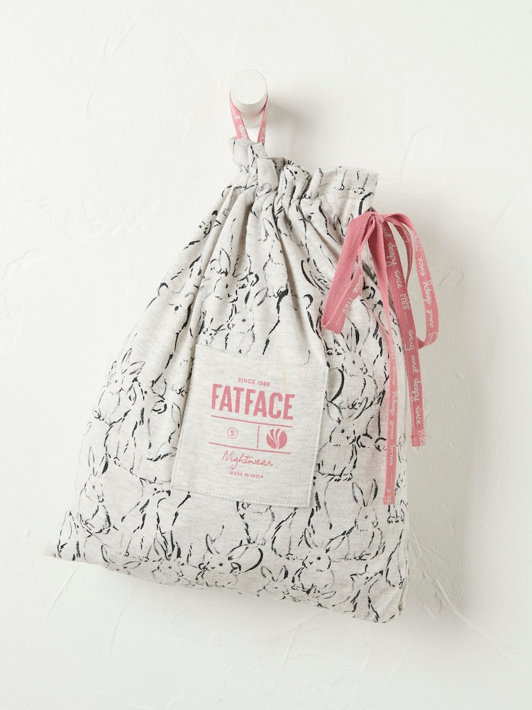 FatFace Grey Pyjama Shorts Set Grey Rabbit - Image 7 of 7
