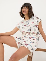 FatFace Shelter Ivory Shelter Pyjama Shorts Set Wilson Whale - Image 3 of 11