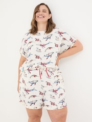 FatFace Shelter Ivory Shelter Pyjama Shorts Set Wilson Whale - Image 4 of 11