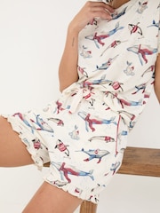 FatFace Shelter Ivory Shelter Pyjama Shorts Set Wilson Whale - Image 6 of 11