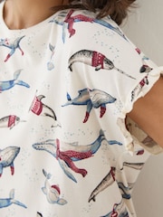 FatFace Shelter Ivory Shelter Pyjama Shorts Set Wilson Whale - Image 8 of 11